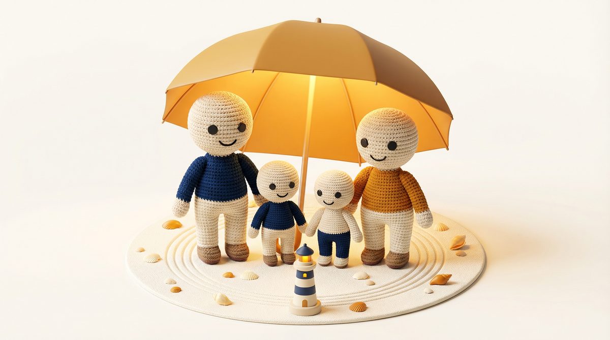 Stone Harbor Insurance agent protecting a family under a coverage umbrella